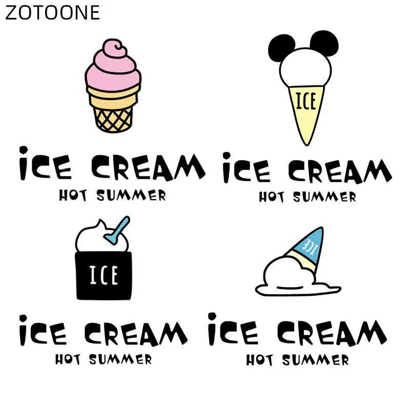 

ZOTOONE Summer Patches Iron on Letter Heat Transfers for Clothing Ice Cream Sticker for Kids Applications DIY Patch Appliques G