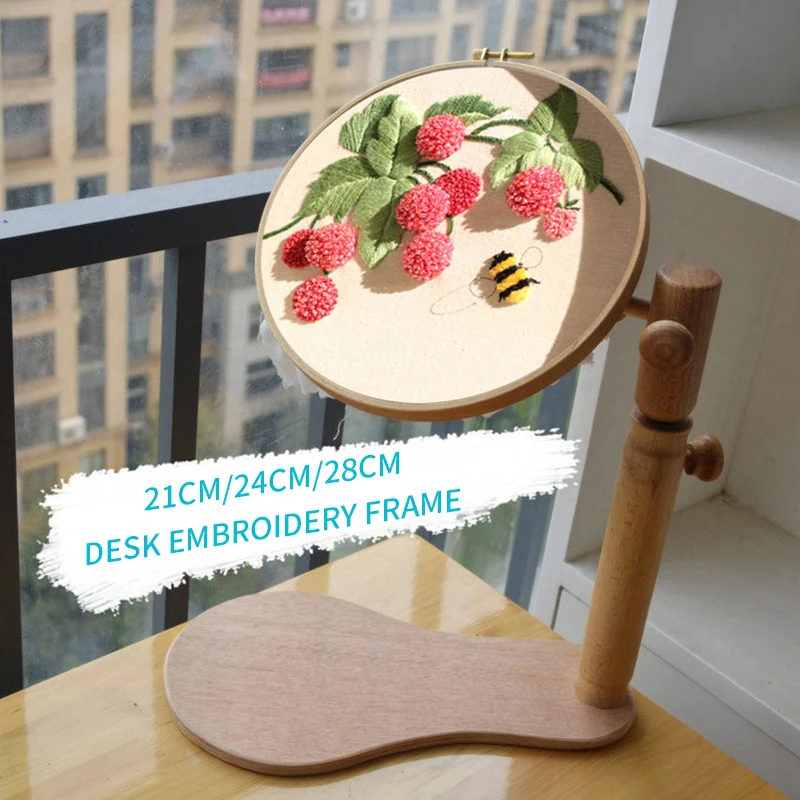 

1PCs Embroidery Stand Hoop Wood Embroidery and Cross Stitch Hoop Set Embroidery Hoop Ring Frame Adjustable Sewing Tools