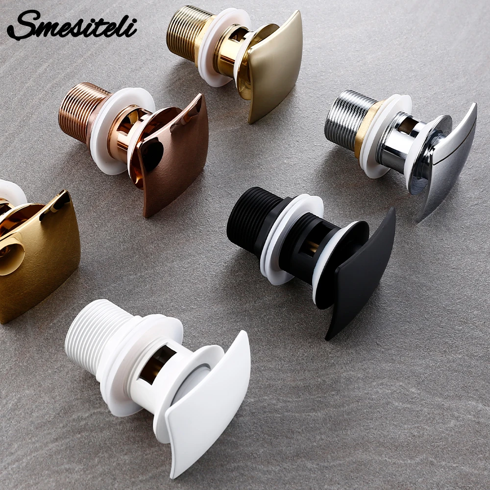 Smesiteli Chrome Gold Black Brass Basin Sink Pop-Up Drainage Square Antifouling Easy To Clean Kitchen Pipe Bathroom Accessories
