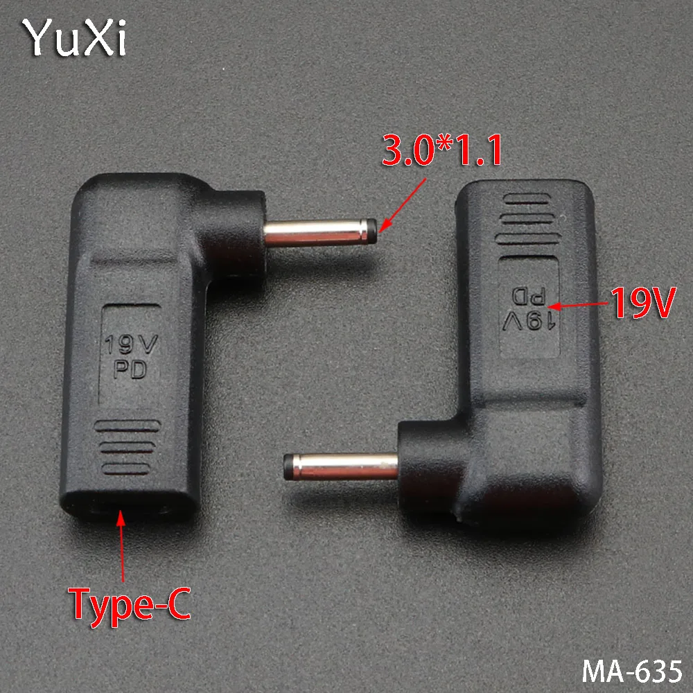 

YuXi 1PCS/lot USB 3.1 Type-C female to DC 3.0*1.1mm Power Charged Adapter Converter PD 19V Angled for HP Lap top replace