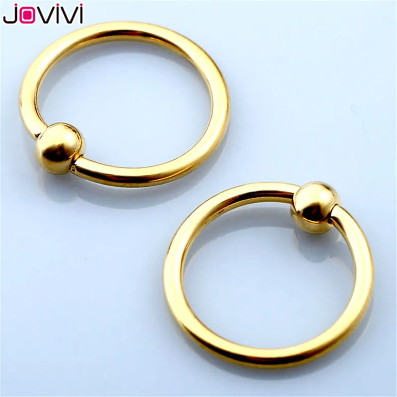 Jovivi, нержавеющая сталь, 16 г, стальное кольцо для ушей, Колечки для ушей, спираль, язык, ниппель, кольцо для носа, серьги для хряща, 10 мм, внутренний диаметр - Окраска металла: Gold