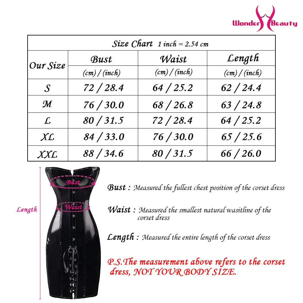 Red Gothic Corset Dress Waist Cincher Black PVC Corset Steampunk Lace Up Bustier Dress Bodycon Corselet Overbust Leather Dress (25)