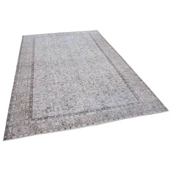 

206x307 Cm Beige Handmade English Vintage Area Rug-7x10 Ft