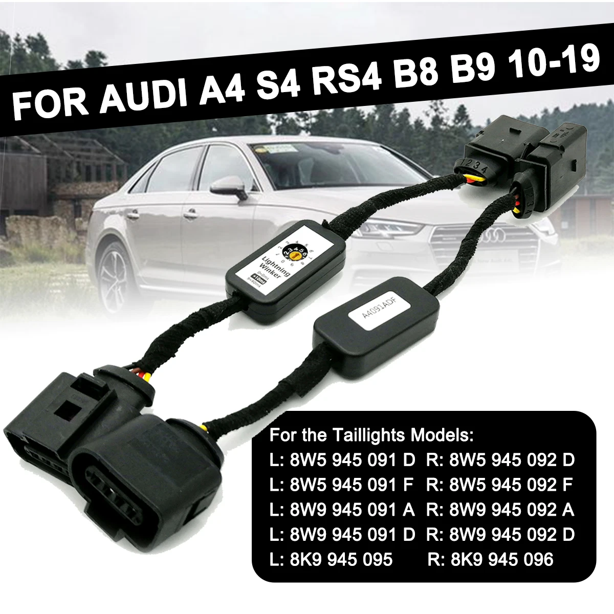 

2pcs Dynamic Turn Signal Indicator LED Taillight Add-on Module Wire For Audi A4 S4 RS4 B8 B9 2010-2019 Left & Right Tail Light