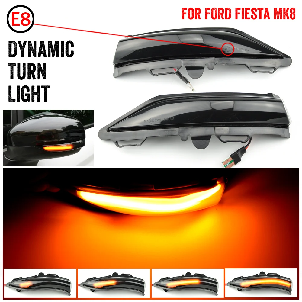 

Style de voiture pour Ford Fiesta ST Line MK8 2018 2019 PUMA 2020 LED clignotant dynamique à ailes latérales, indicateur de rétr