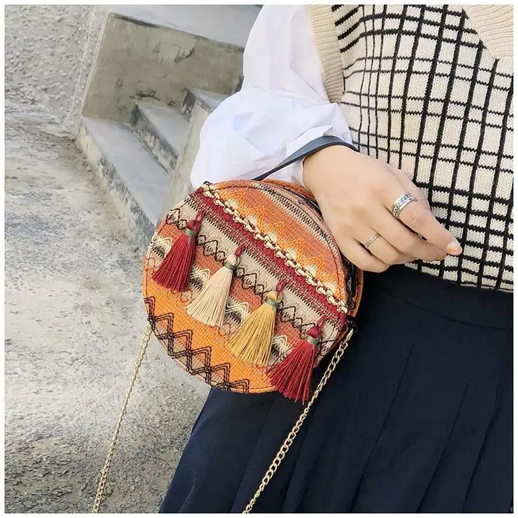 vintage bohemian bag bags chain fringe tassel striped women's handbags purses (18)