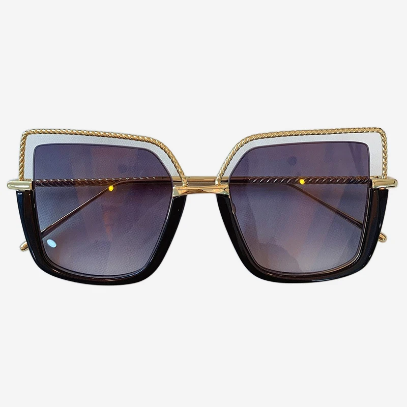 New Metal Square Mirror Sunglasses Women Round Face Lady Sun Glasses Vintage Big Frame Female Sunglasses