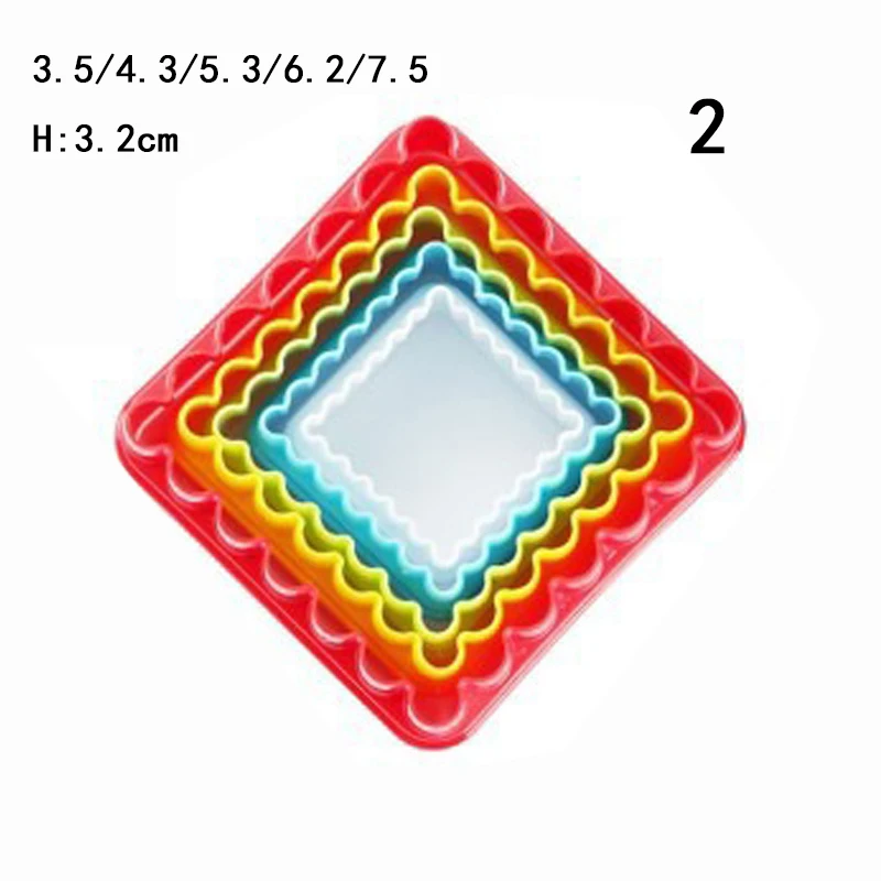 DIY Cake Cutter 5pcs Or 6pcsSet Cookie Cutting Mold Fondant Plastic Pentagram Round Heart Shape Baking Biscuit Mould Tools4