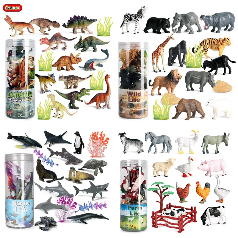 Oenux – Ensemble De Jeu De Figurines De Ferme De Dinosaure De L'Océan Sauvage, Modèle D'Action, Jouet Miniature Éducatif Mignon, Cadeau D'Anniversaire