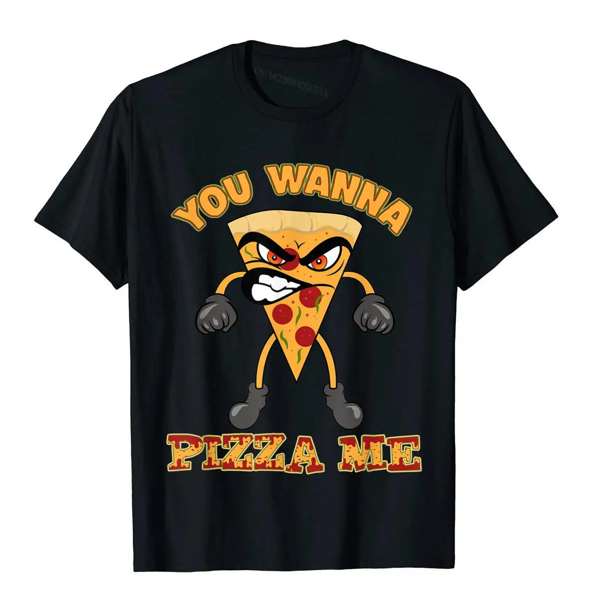 You Wanna Pizza Me T-Shirt Funny Talking Pizza Slice T-Shirt__B12810black