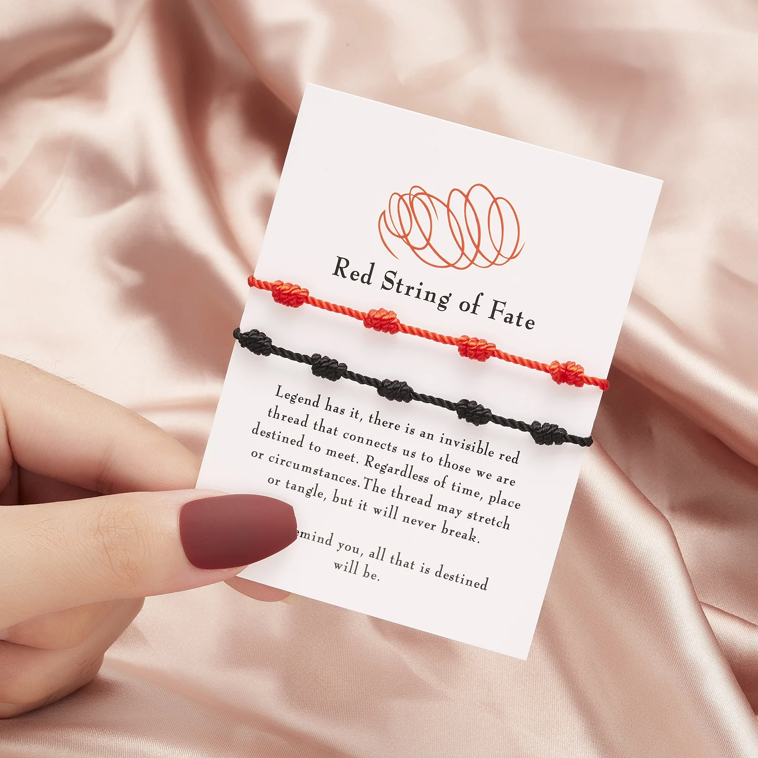 Bracelet Jewelry Lucky Black Red Rope 7 Knots Bracelet for Women Handmade Braided String Heart Friendship Jewelry Charm Wish Card Men Gifts