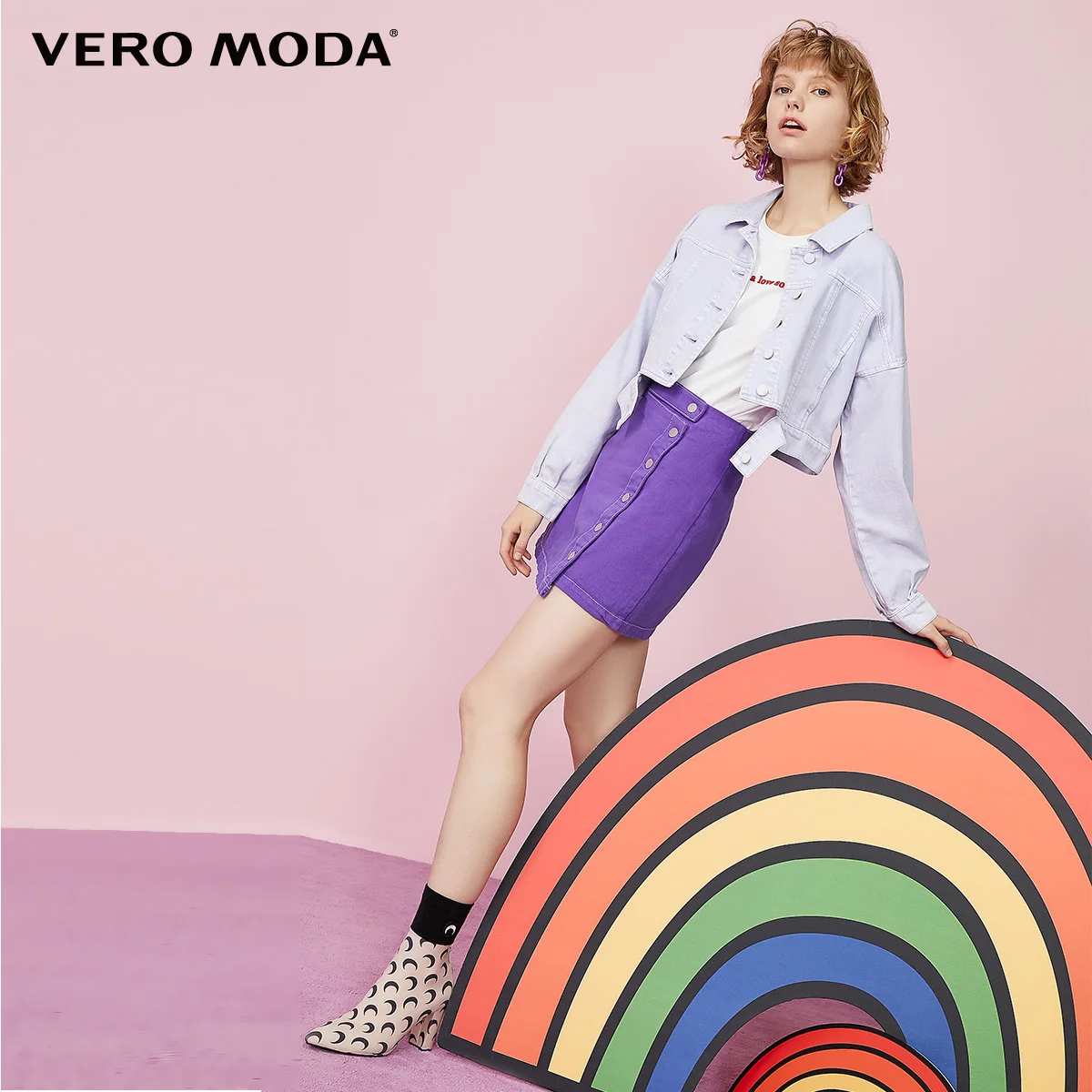 Vero Moda новая джинсовая куртка с открытыми плечами из хлопка с разрезом на подоле | 319357511