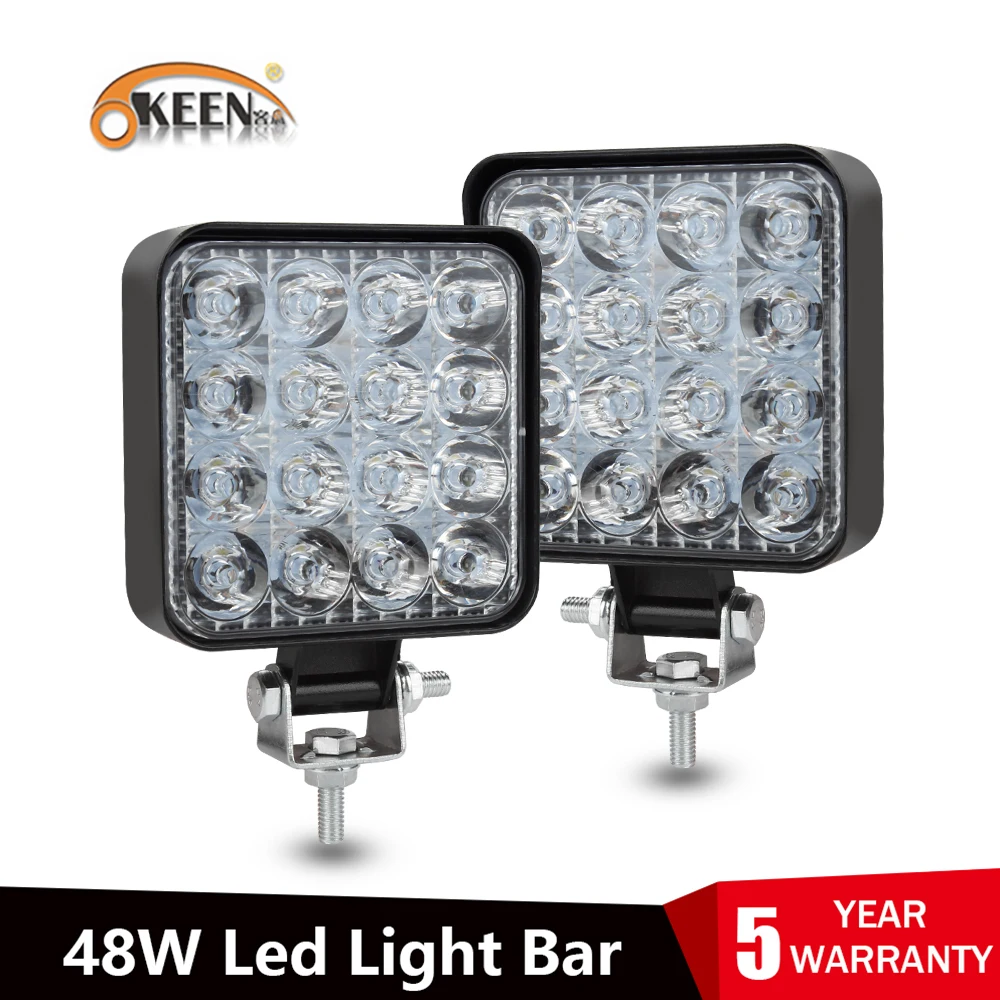 OKEEN-barra de luz led antiniebla para coche, luz de trabajo para 4x4, SUV, Tractor, camión, 48W, 16led, 12V, 24V