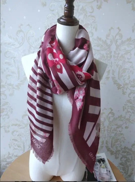 Итальянский модный Бренд liu. jo женские шарфы, летние модные шарфы высокого качества - Цвет: Розово-красный
