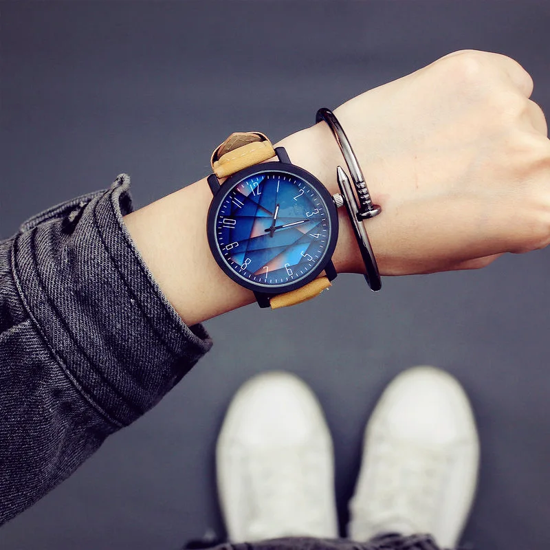 

Korean Style Men Watch Fashion Simple Waterproof Retro Wrist Watch for Male Students Couple Creative Large Dial Quartz Clock New