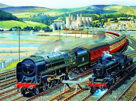 Train Falcon de Luxe Full Steam Ahead Trains Paint By Numbers Kit Painting