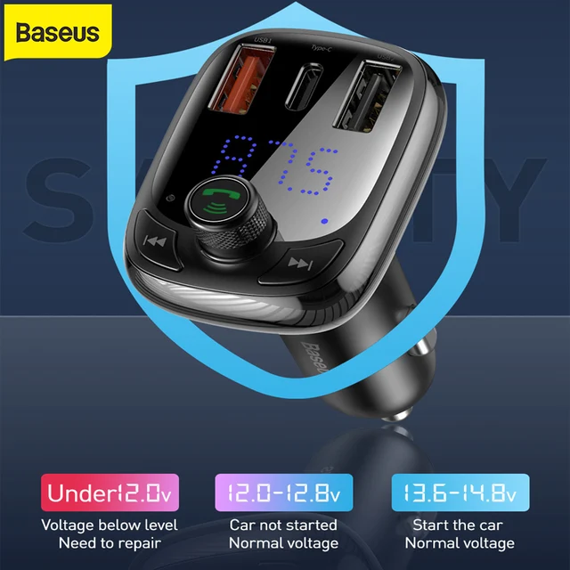 Baseus FM משדר Bluetooth 5.0 דיבורית רכב MP3 נגן & PPS QC3.0 QC4.0 5A מהיר רכב אוטומטי מטען ערכת אודיו רכב אבזר