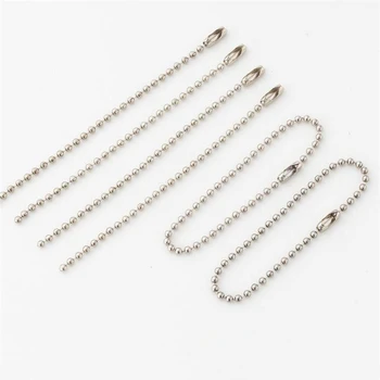 로듐 라운드 볼 비드 체인, 12cm 15cm 길이, 개 태그 벌크 체인, DIY 펜던트 쥬얼리 파인딩용 커넥터 포함, 50 개