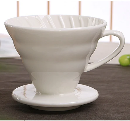 White Керамический кофейник с воронкой двигателя V60 стиль капельная Кофеварка капсула Перманентный залейте над кофеварка с отдельной подставкой для 1-4 чашки - Цвет: White