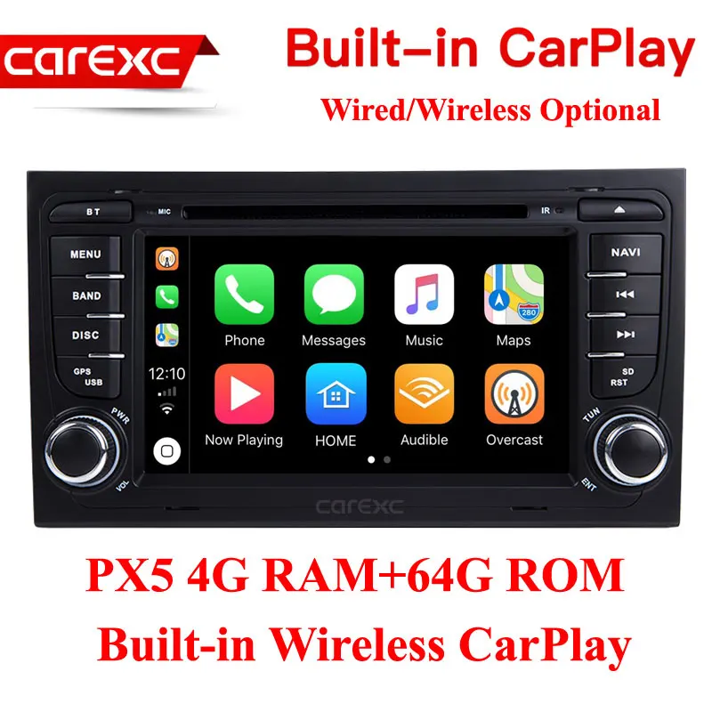 CarExc 2 din Android 9,0 радио Поддержка беспроводной CarPlay Muiltmedia DVD плеер с gps-навигатором для Audi A4 S4 RS4 2002-2008 SEAT EXEO - Цвет: PX5 64G ROM