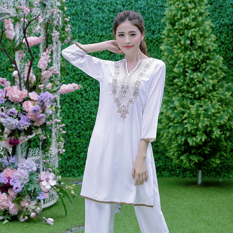 Indischen Kleid für Frauen Ethnische Blusen Meditation Kleidung Indio  Kostüm Baumwolle Seide Stickerei Top Lange Ärmeln Kurta Kurti Indien|India  \u0026 Pakistan Clothing| - AliExpress