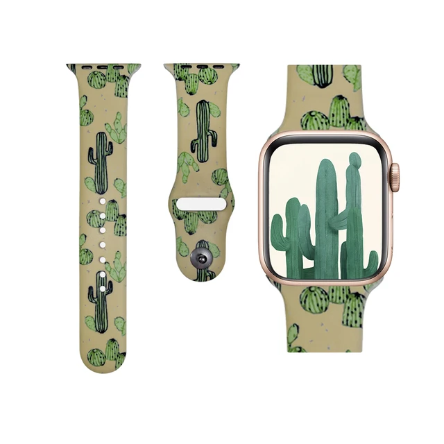 Akatsuki Sun-flower Cactus Akira For iwatch Apple Watch Strap Silicone Band Replacement 38mm 40mm 42mm 44mm Series 3 4 5 6 7 SE 24