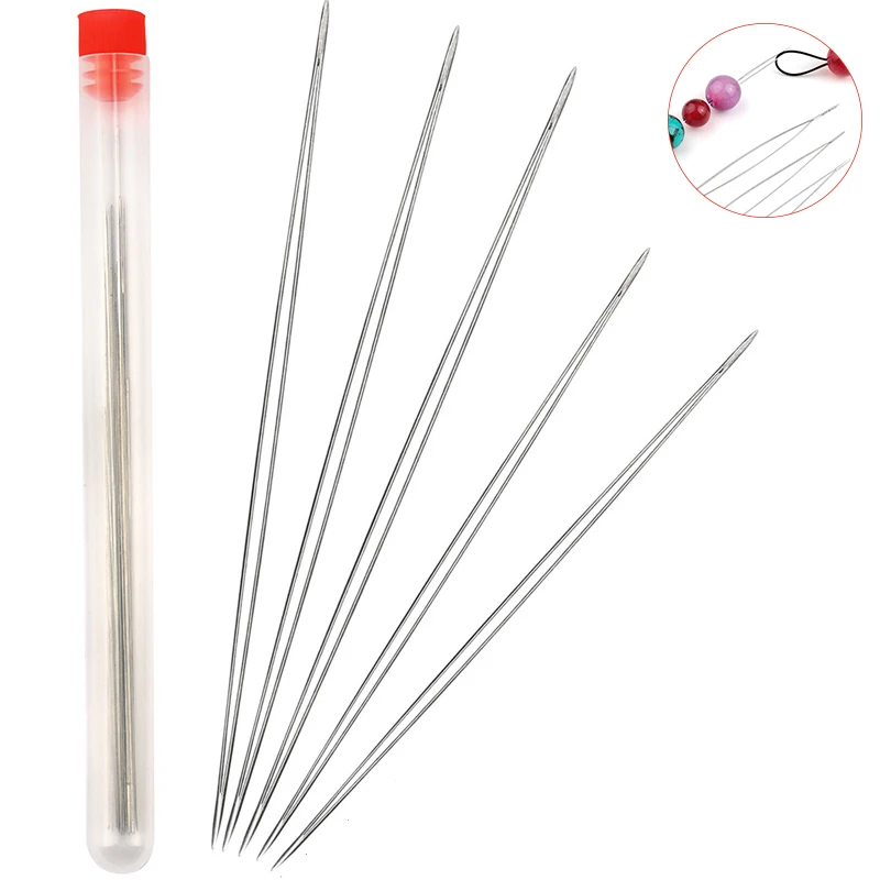 5pcs Big eye beading needles with bottle 5 size for embroidery beading