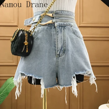 

Ripped Jeans Women's Summer 2020 New Korean-Style Loose Slimming Net Red High Waist Hot Pants Wide Leg Shorts