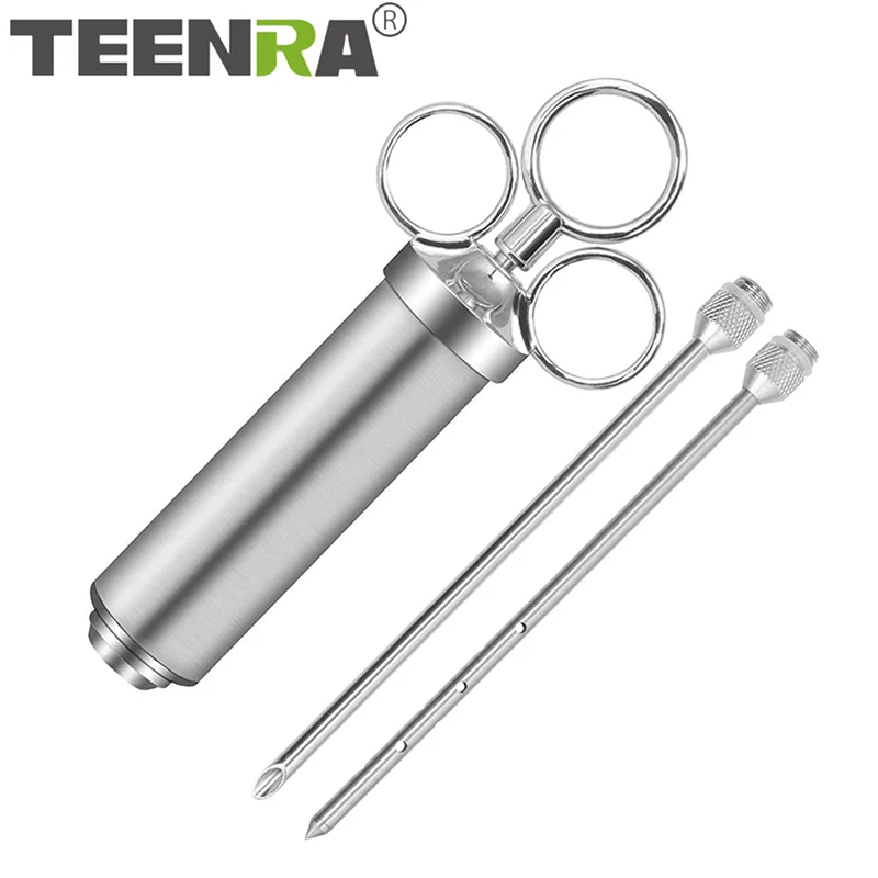 

TEENRA Stainless Steel Turkey Syringe BBQ Spice Syringe Flavor Syringe Turkey Meat Injectors Marinade Injector Kitchen Tools