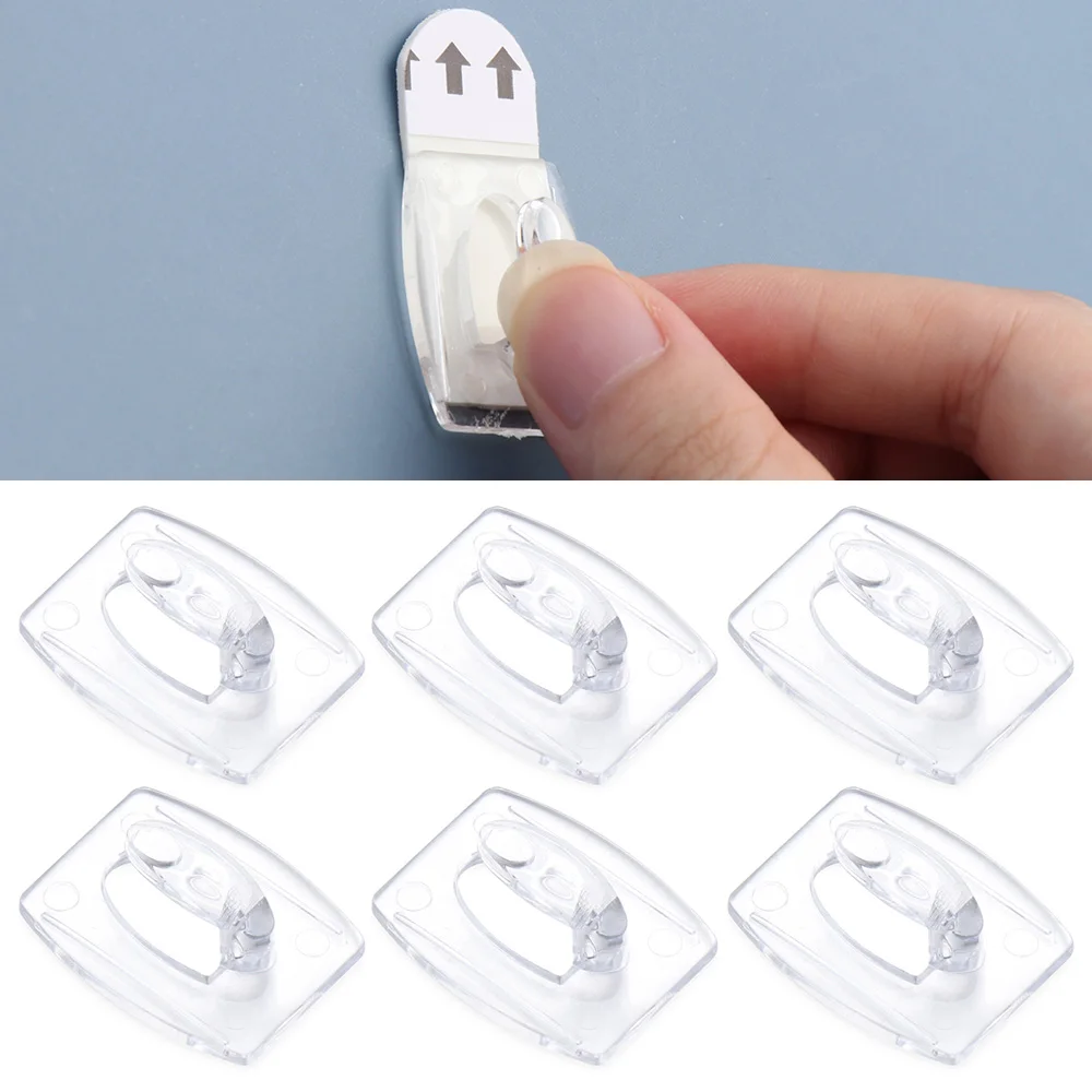 Gancho transparente para cocina y sala de estar, gancho extraíble de pared, herramientas de abrazadera de Cable, rodamiento de carga de 1Kg, 6/20 piezas