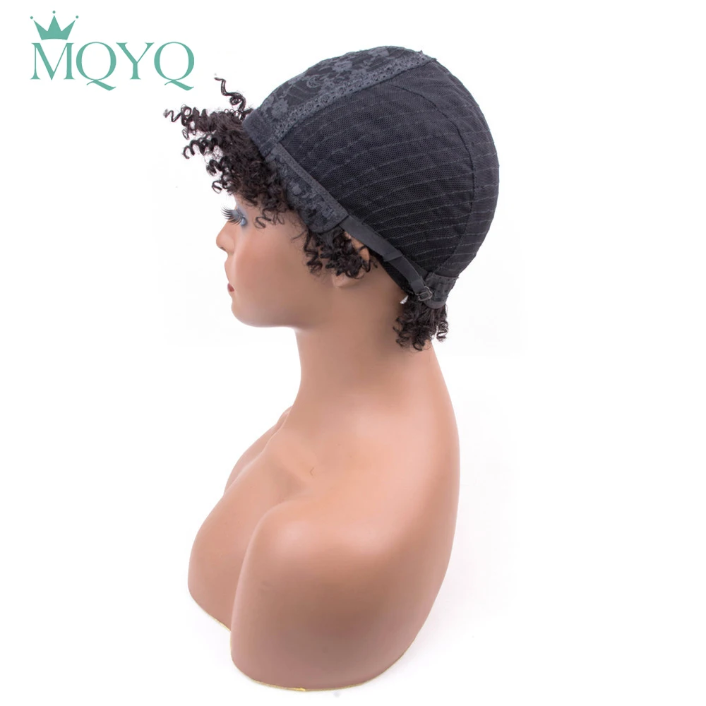 MQYQ короткий боб парики для черных женщин бразильские не Реми волосы афро кудрявые человеческие волосы парик 4 дюйма человеческие волосы