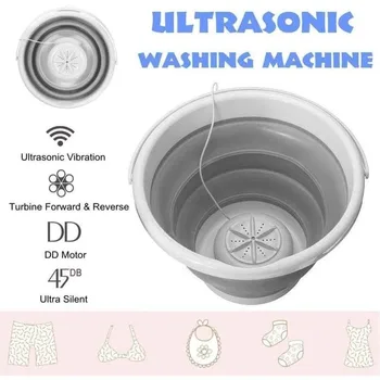 

Mini Ultrasonic Automatic Washing Machine Foldable Bucket Type USB Rechargable Laundry Clothes Washer Cleaner for Home Travel