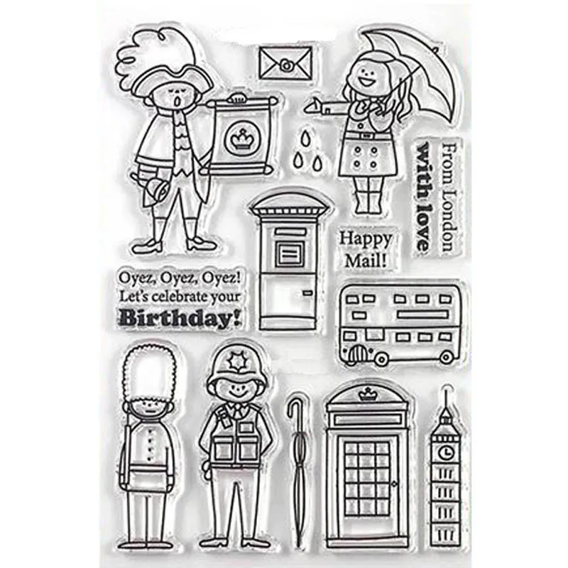 Из Лондона с любовью Лондонский персонаж и фраз прозрачные штампы для самостоятельного изготовления открыток Детский прозрачный силиконовый штамп