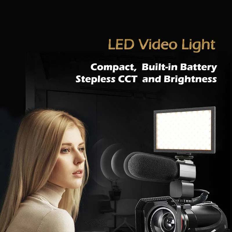 

LED Video Light 3000K-6000K on Camera Photographic Lighting Dimmable DSLR Studio LED Light Lamp with Cold Shoe for Tripod