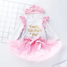 Комплект одежды для маленьких девочек, милый комбинезон для новорожденных девочек на день рождения, День Святого Валентина, комплект с юбкой-пачкой из тюля, Ropa Nina