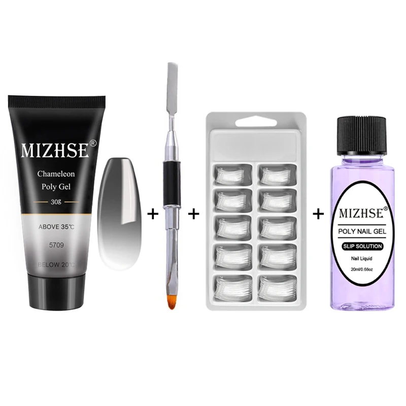 MIZHSE набор для наращивания ногтей, цветной полигелевый набор с Nial формой, УФ светодиодный акриловый гель для наращивания, твердый гель, полигелевый Набор для маникюра - Цвет: MS-Set02-WB5709