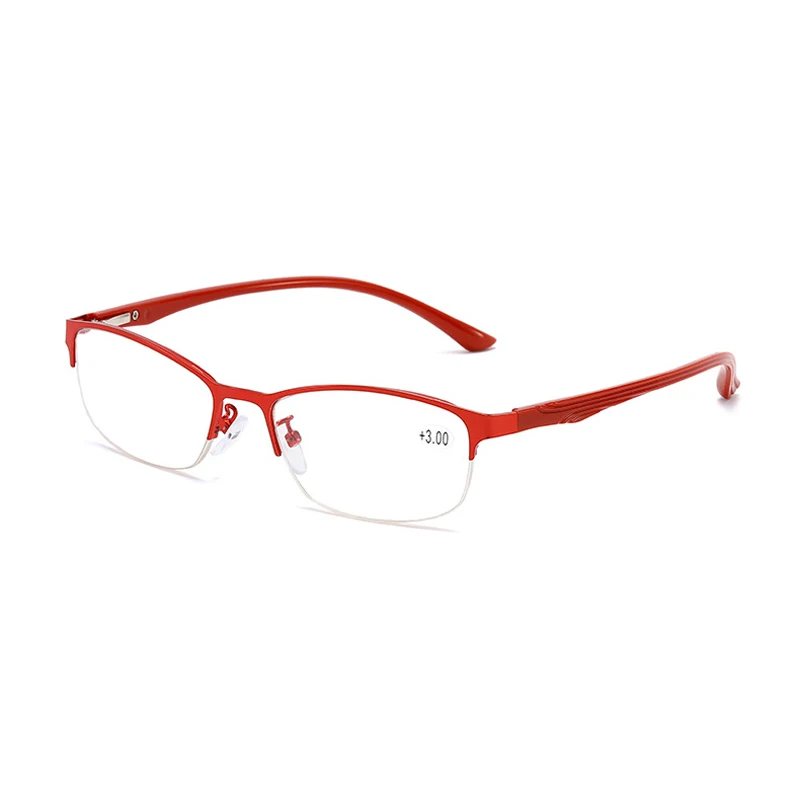 IBOODE женские мужские очки для чтения металлическая полуоправа пресбиопические очки Женские Мужские квадратные полуоправы очки для дальнозоркости - Цвет оправы: Красный