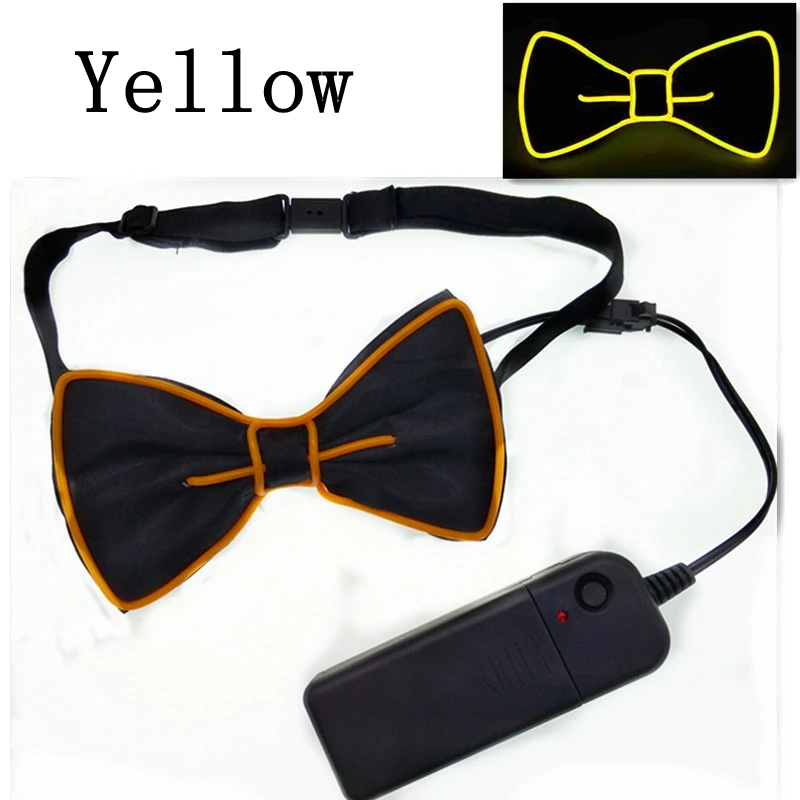 Светодиодный светящийся мужской галстук-бабочка, светящийся мигающий для танцевальной вечеринки, рождественской вечеринки, украшения для вечеринки - Цвет: Цвет: желтый
