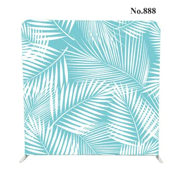 

true 8x8ft stand and No.888 and No.840 double sided print pillowcase palm leaves backdrop