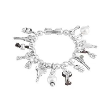 

Womens bracelet Unode50 with balls and keys silver metal