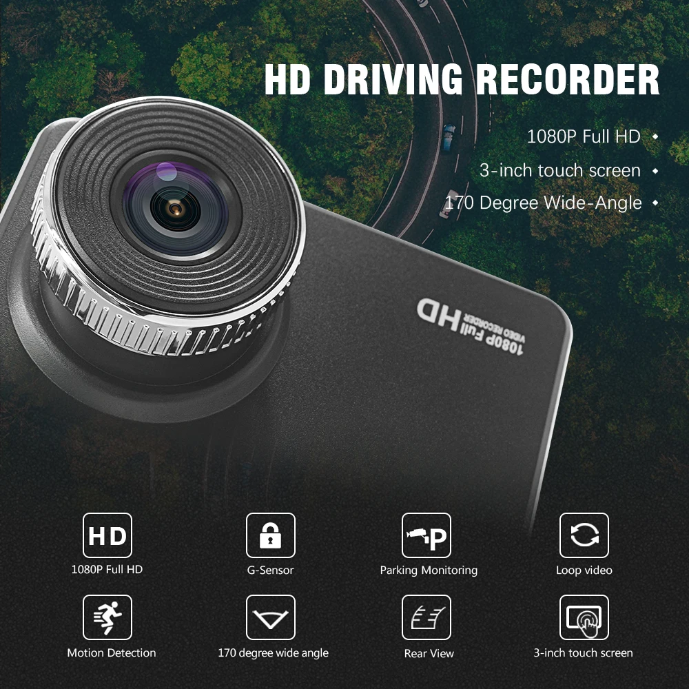 Автомобильный видеорегистратор s 3,0 ''Full HD 1080P Автомобильный видеорегистратор с сенсорным экраном камера с двумя объективами видеорегистратор с камерой заднего вида