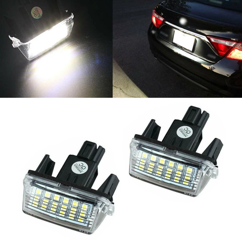 2Pcs 18 LED Car Number License Plate Light Lamp White For Toyota Yaris Vitz Camry Hybrid Corolla Avensis SAI Noah Prius C Verso |
