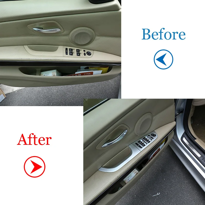  Car Matte Window Lift Button Frame Trim 4 Pcs For BMW E90 E92 E93 3 Series 2005-2012 LHD Accessorie