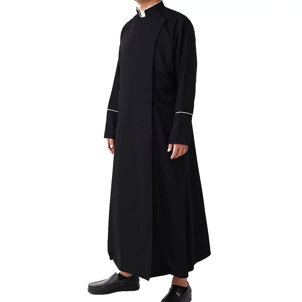 Catholic Priest Cassock Clergy Pastor Preaching Black Costume Church Religious Clothing Priest