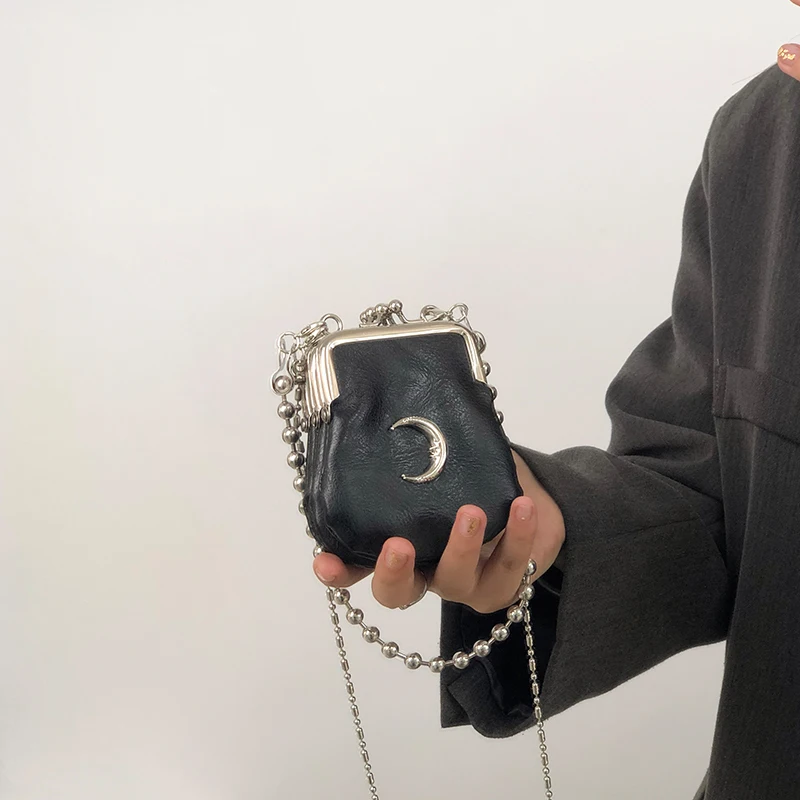 PU Leather Women moon Small Shoulder Bag Fashion Chain Female Shell Crossbody Bags Retro Design Ladies Mini Coin Purse Handbags pu crossbody bag crossbody bag women handbags