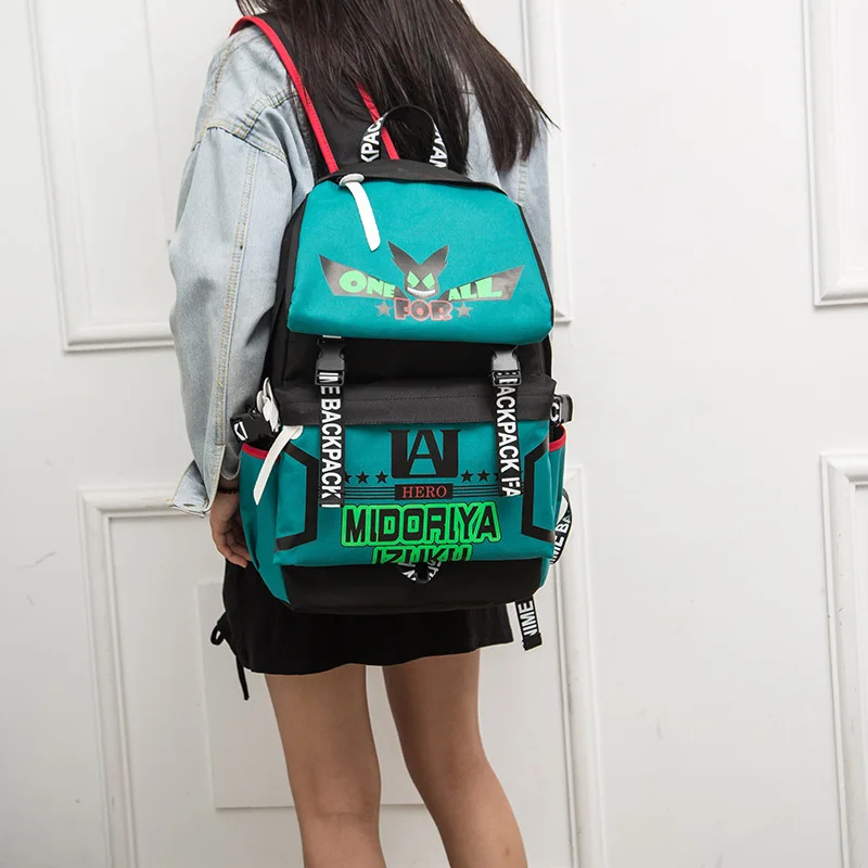 

My Hero College School Bag Green Valley out Long STUDENT'S Backpack Canvas Anime Backpack