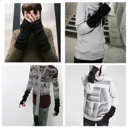 Модные зимние Для мужчин Для женщин перчатки теплые митенки трикотажные пальцев рук длинный, унисекс Новое поступление Лидер продаж
