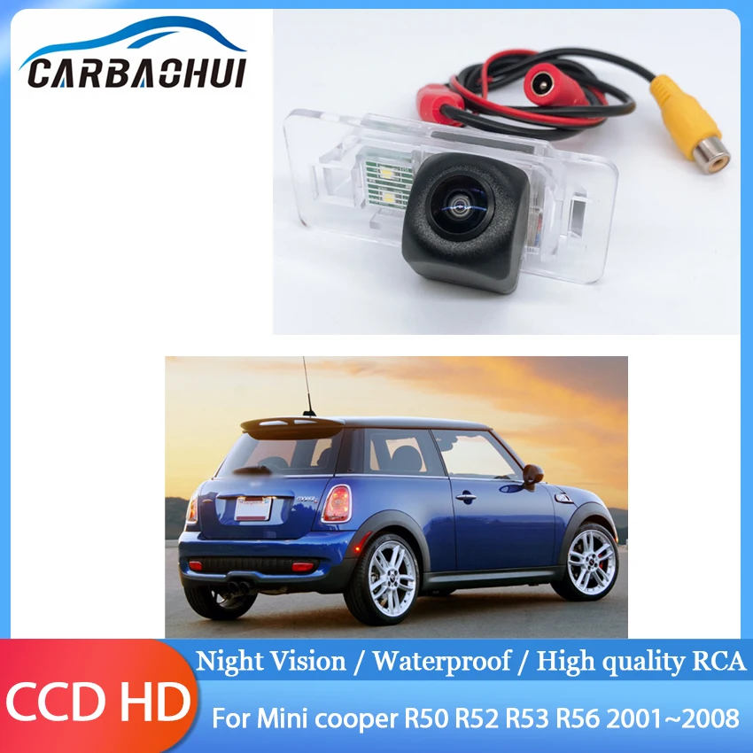 Zadní výhled couvat kamera CCD noc vidění kamera couvat nahoře licence talíř lehký kamera pro mini cooper R50 R52 R53 R56 2001~2008