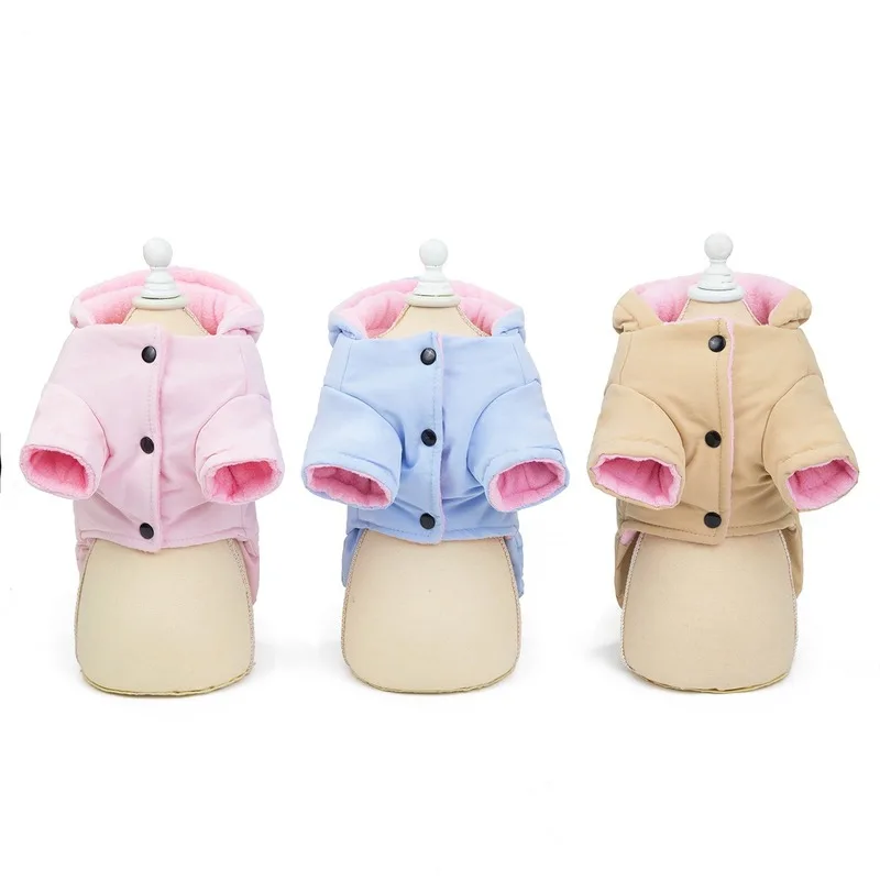 Однотонная хлопковая зимняя одежда для собак с принтом Пальто Одежда Сезон осень