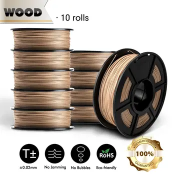 

10 Rolls PLA Wood 1kg 1.75mm 3D Printer Filament Eco-friendly Wood Texture 100% No Bubble with Vacuum Package Artwork Printing